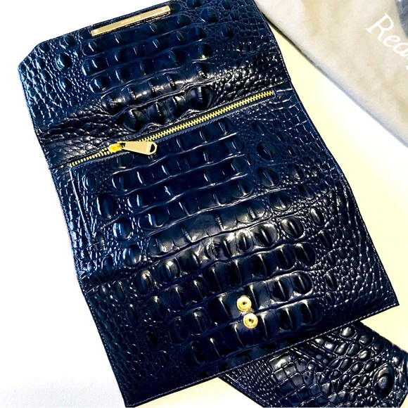 BRAHMIN SET - Elisa Ink Hobo + Checkbook Wallet + Sand Dollar Tassel - Picture 14 of 16